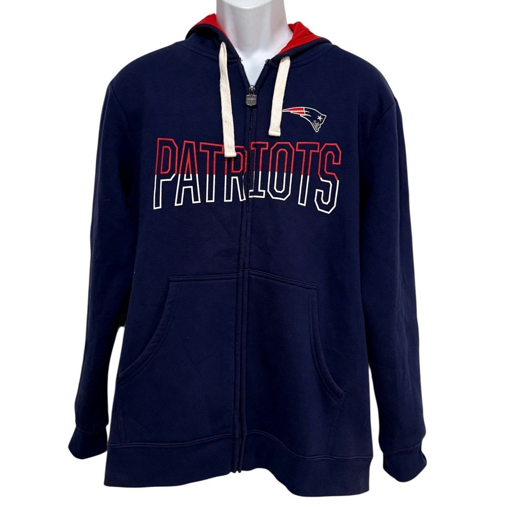 New England Patriots Hoodie Mens L Blue Fanatics‎ Pro Line Full Zip Sweater